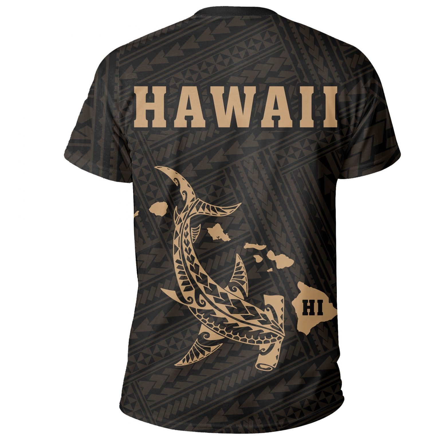 Hawaii Kakau Hammerhead Shark T-Shirt – Gold – Gaicness