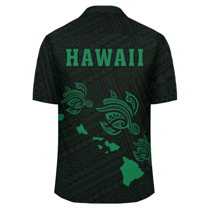 Kakau Polynesian Three Turtles Map Hawaii Shirt Green Gaicness