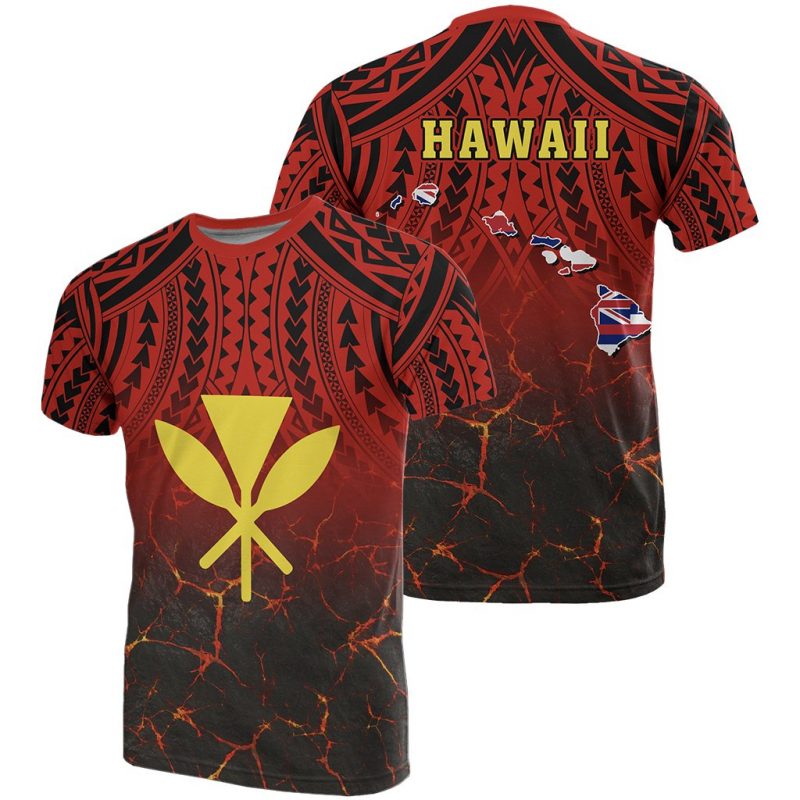 Hawaii Kanaka Map T-Shirt – Polynesian Hawaiian Eruption Style – Gaicness