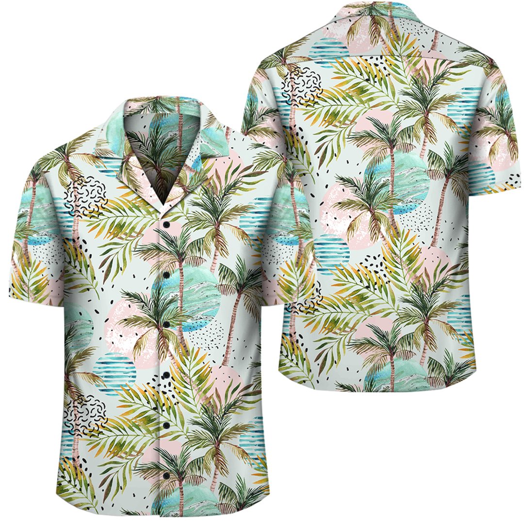 Hawaii Tropical Watercolor Palm Tree Leaf Hawaiian Shirt – Gaicness
