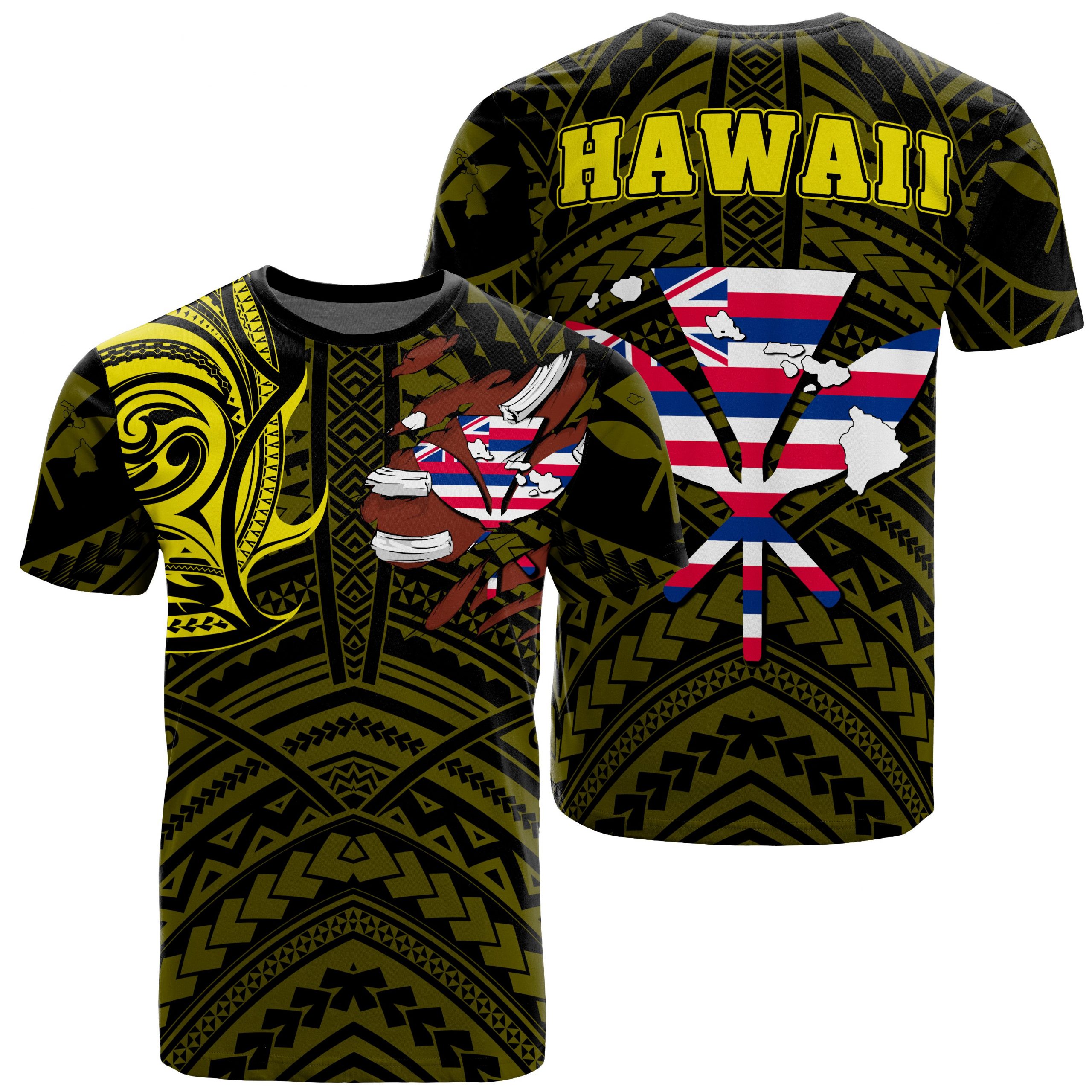 Download Hawaiian Kanaka T-Shirt Heart Tattoo Yellow - Gaicness