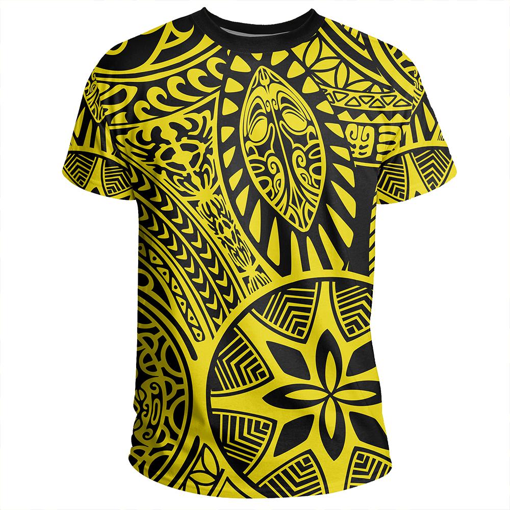 Polynesian Hawaiian Style Tribal Tattoo Yellow T Shirt JR Gaicness   PolynesianHawaiianStyleTribalTattooYellowcopy1 