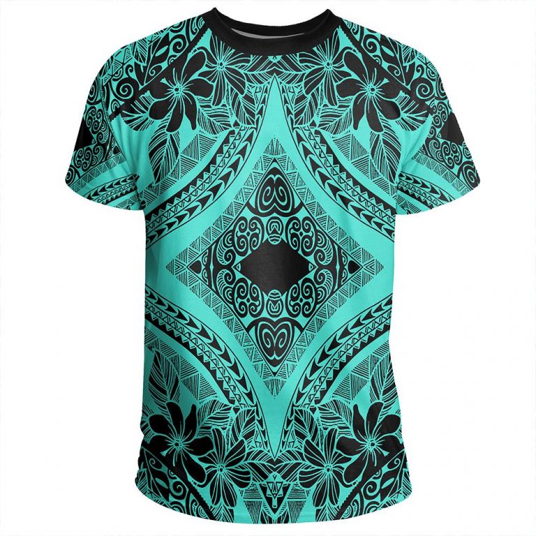 Polynesian Plumeria Mix Turquoise Black T-Shirt – JR – Gaicness