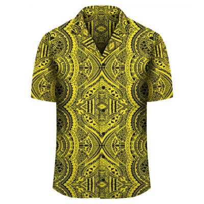 Polynesian Symmetry Yellow Hawaiian Shirt – Gaicness