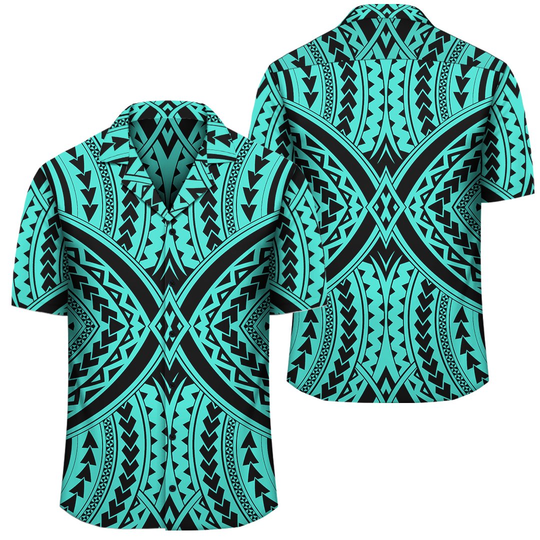 Polynesian Tradition Turquoise Hawaiian Shirt – Gaicness