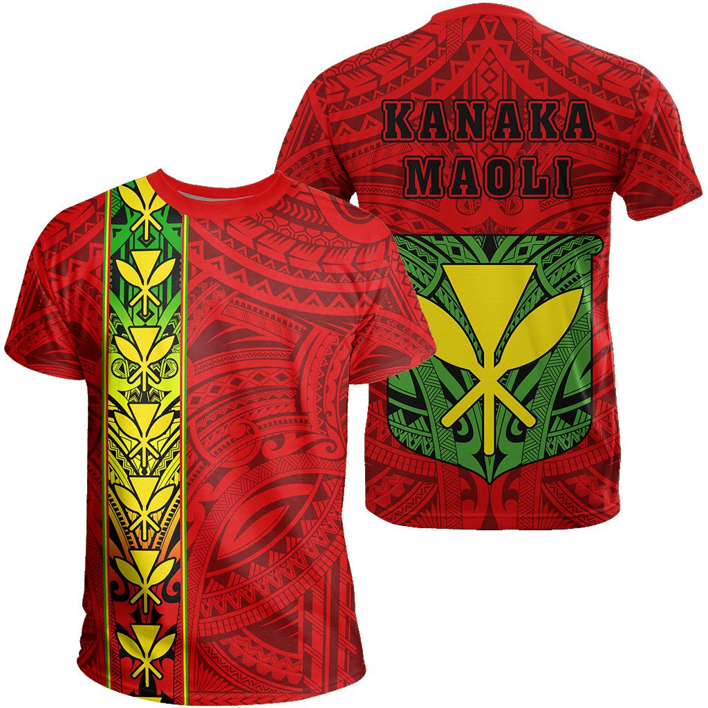 Hawaii Kanaka Flag Polynesian T-Shirt – Kanaka Maoli Spirit – Red ...