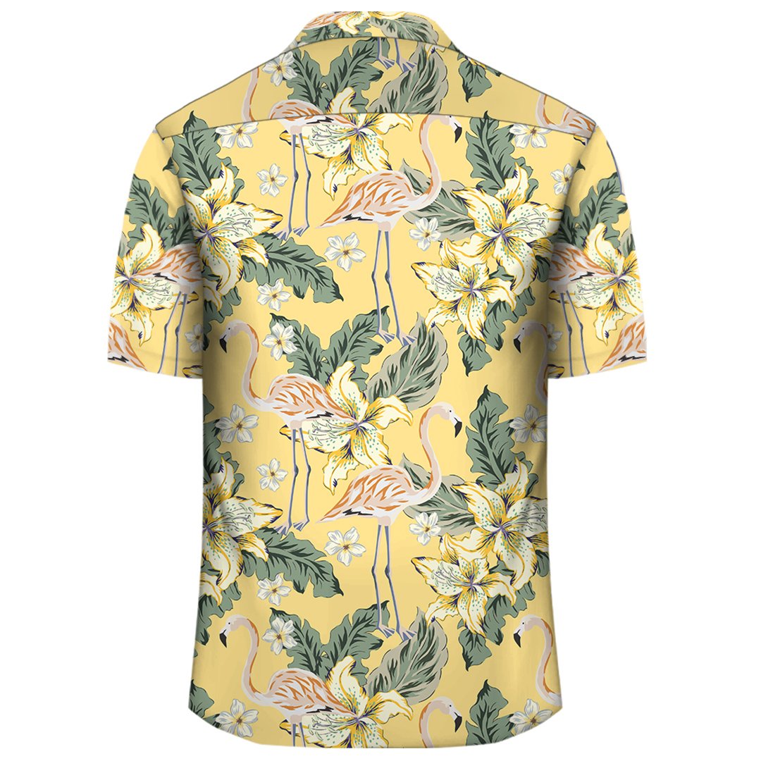 Tropical Flamingo Yellow Hawaiian Shirt – Gaicness
