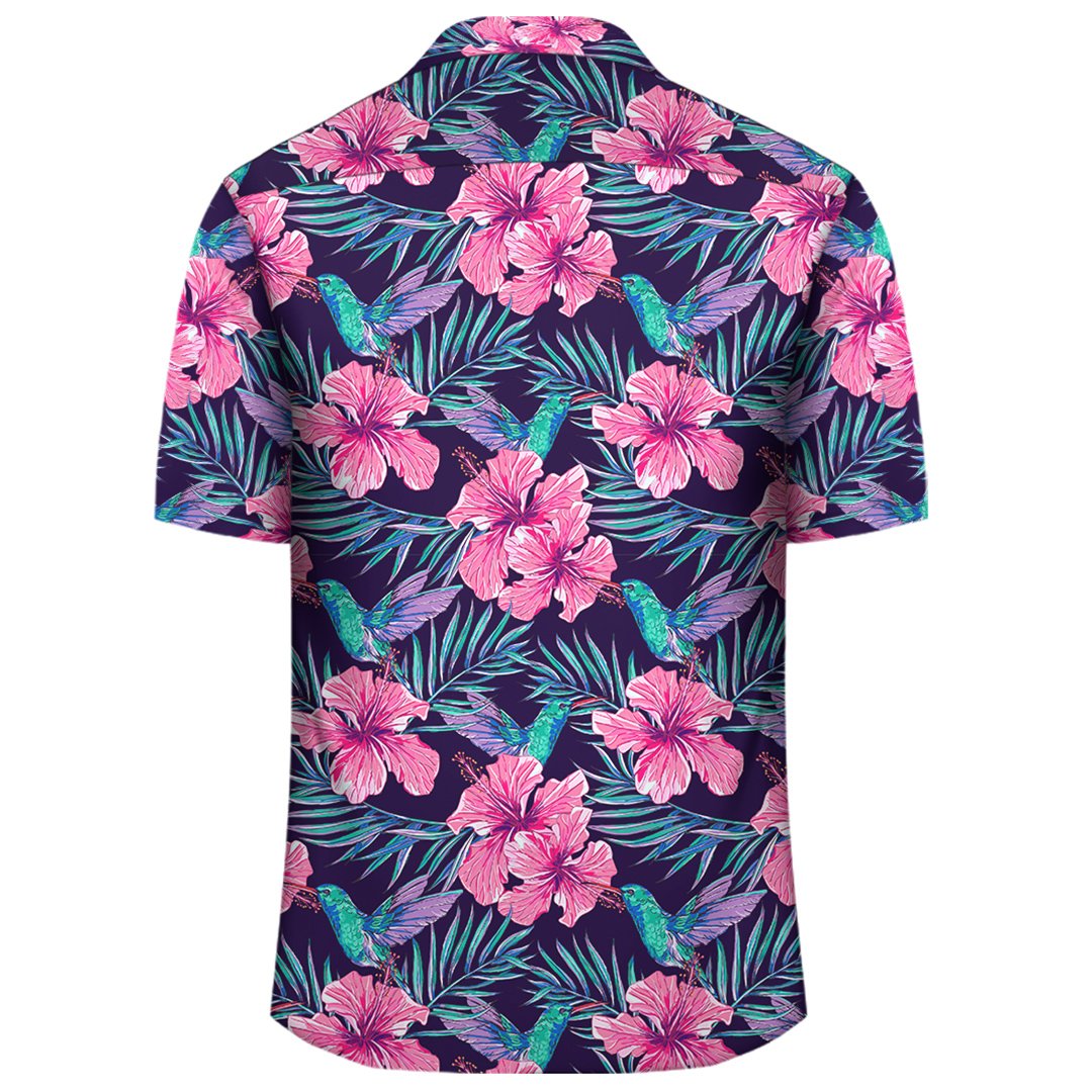 Tropical Flowers With Hummingbirds Palm Leaves Hawaiian Shirt – Gaicness