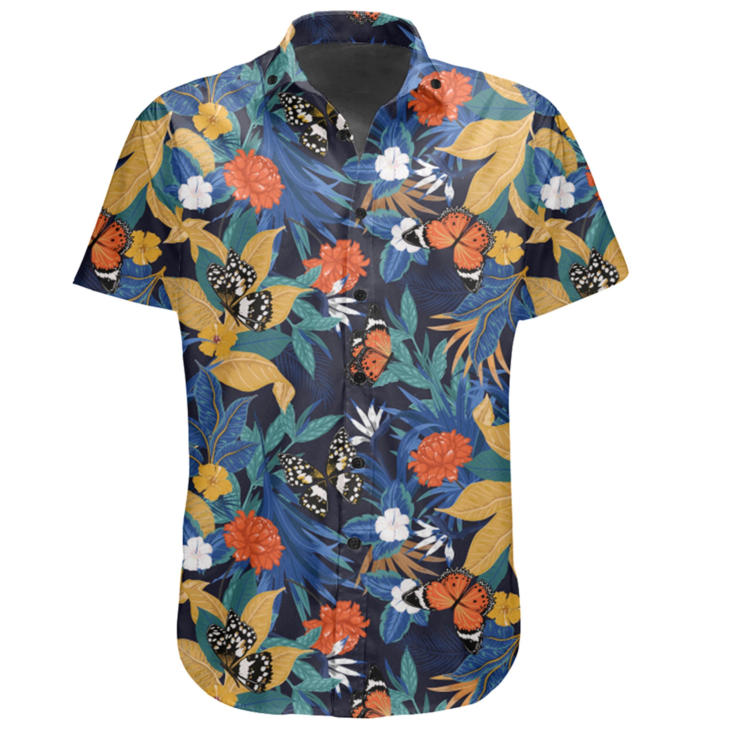 Hawaiian Shirt – Tropical Buttterfly And Flower Shirt – Gaicness