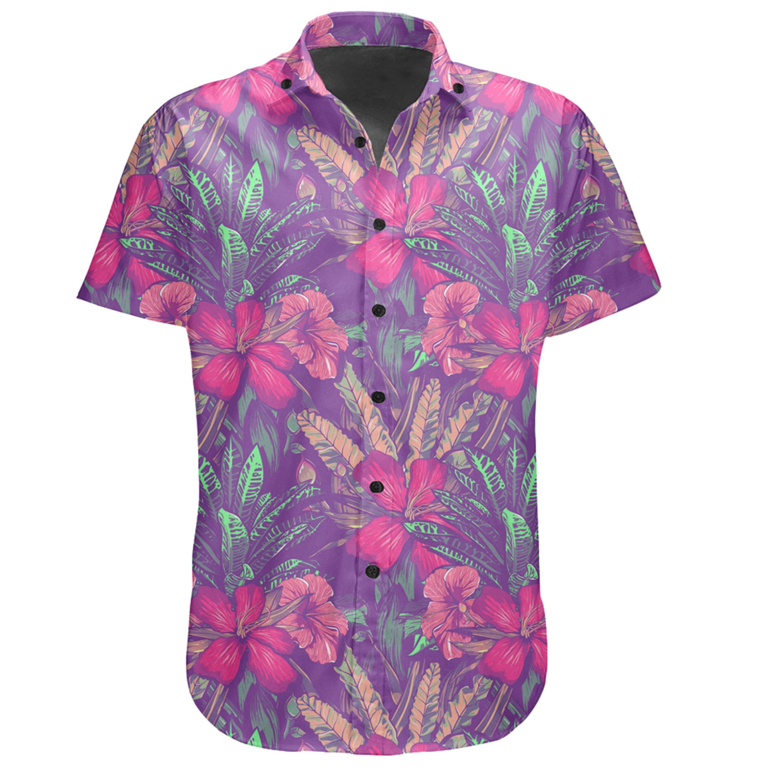 Hawaiian Shirt – Tropical Hibiscus Purple Shirt – Gaicness