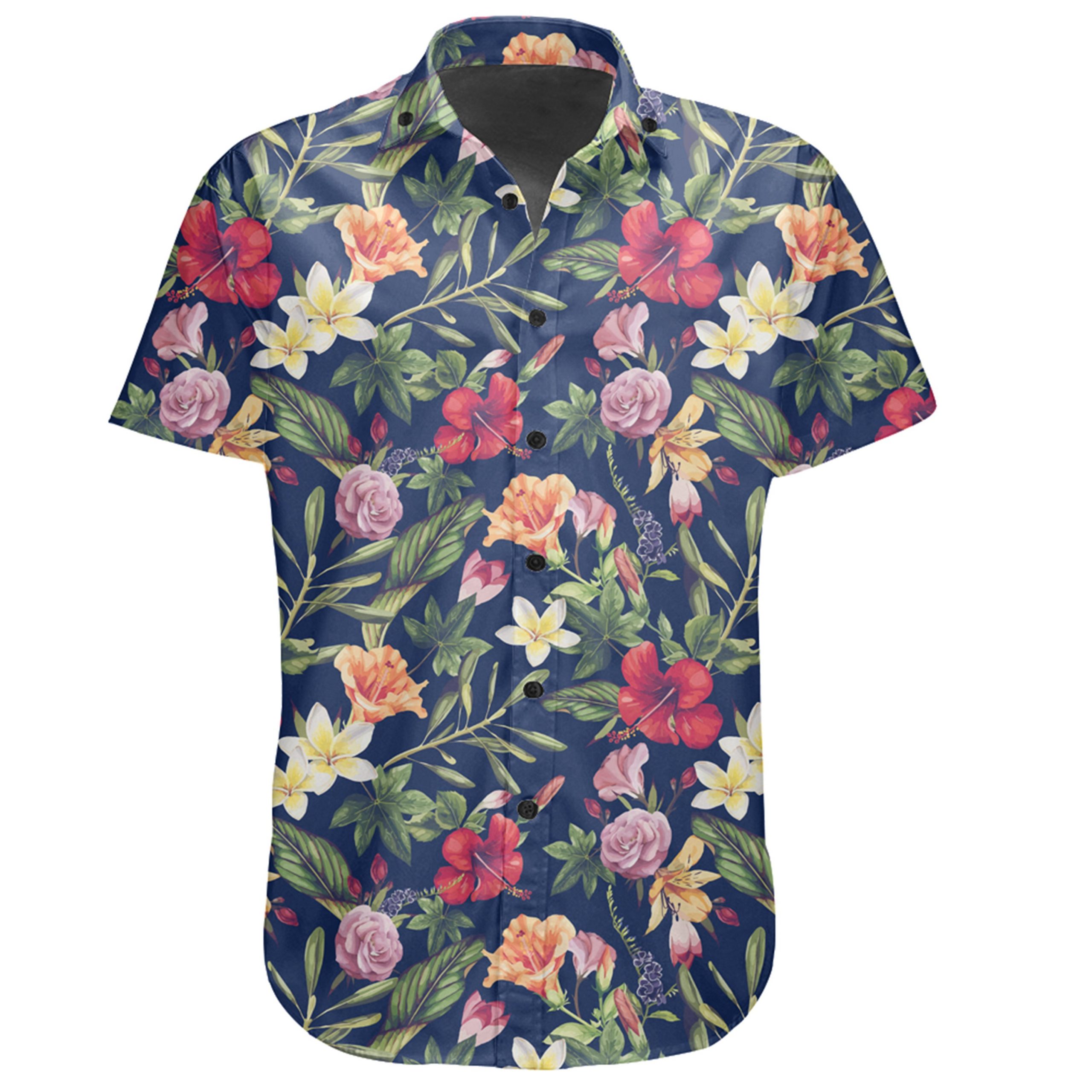 Hawaiian Shirt – Tropical Hibiscus Red And Plumeria White Shirt – Gaicness