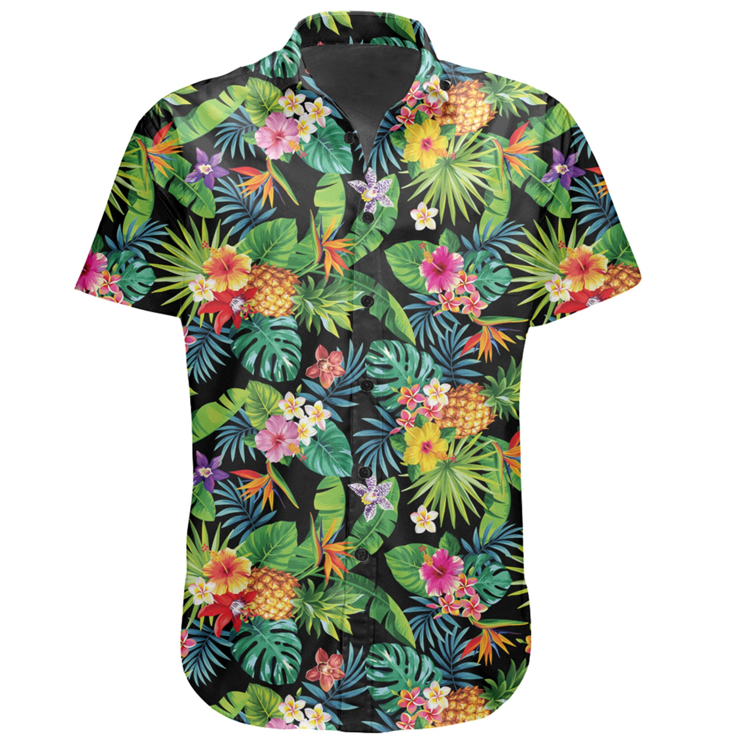 Hawaiian Shirt – Tropical Pattern With Pineapples, Palm Leaves And ...