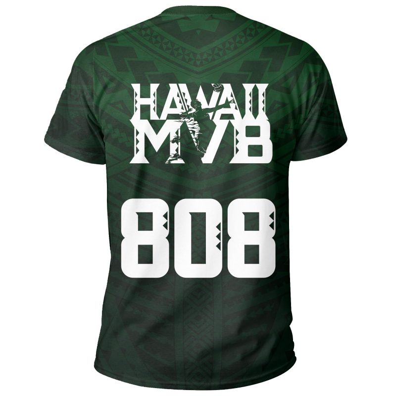 Volleyball Sport Hawaii Kakau Polynesian T Shirt Green Gaicness